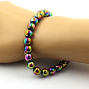 Multicolor Hematite Bracelet 8 mm Beads.