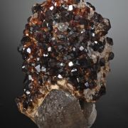 Spessartine on Hyalite Opal and Quartz