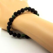Epidote from Myanmar (Burma) + Lava Bracelet 8 mm Beads.