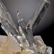 Stibnite on (and in)  Fluorite Cubes