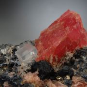 Rhodochrosite with Acanthite, Silver, Fluorite etc.