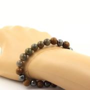 Sapphire from Mogok, Burma, Myanmar + Hematite + wood 8 mm beads Bracelet.