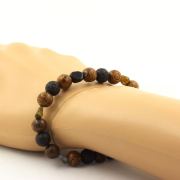 Multicolor Tourmaline from Brazil + Lava + wood 8 mm beads Bracelet.