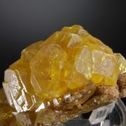 Sulphur (native crystals on Aragonite)