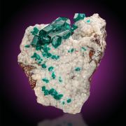 Dioptase  on Calcite