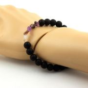 Auralite from Canada + Matte black Onyx Bracelet 8 mm Beads.