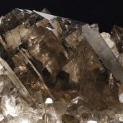 Quartz (variety smoky & gwindel) with Albite