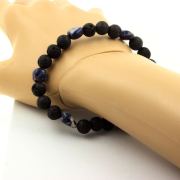 Sodalite from Brazil + Lava Bracelet 8 mm Beads.