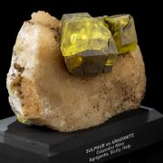 Large Sulphur Crystals on Aragonite
