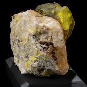 Large Sulphur Crystals on Aragonite