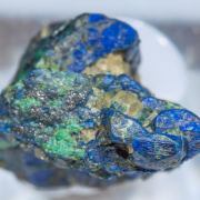 Chalcostibite with Azurite and Malachite