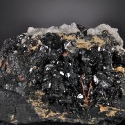 Braunite (exceptional) with Andradite, Calcite
