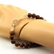 Golden Rutilated Quartz from Brazil + wood Bracelet 8 mm Beads.