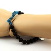 Blue Apatite from Brazil + Matte Black Onyx Bracelet 8 mm Beads.