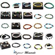 Multicolor Tourmaline + black Agate Bracelet 8 mm Beads.