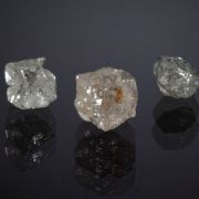 Diamond - three crystals, different colors and habits