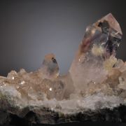 Amethyst (gem clear phantom) with Prehnite and Lepidochrosite