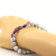 Amethyst from Brazil + Howlite 8 mm beads Bracelet.