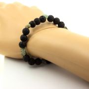 Green Kyanite from Brazil + Lava Bracelet 8 mm Beads.