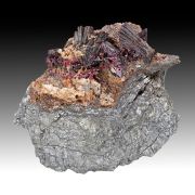 Erythrite with Roselite, Skutterudite