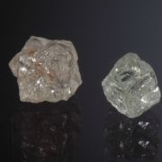 Diamond - three crystals, different colors and habits