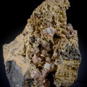 Rhodochrosite with Fluorite and Goethite 