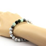 Epidote from Australia + Hematite + Angelite + Howlite Bracelet 8 mm Beads.
