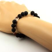 Green Ghost Quartz from Brazil + Lava Bracelet 8 mm Beads.