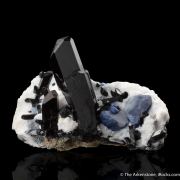 Neptunite, Benitoite on Natrolite