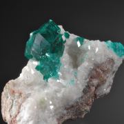 Dioptase on Calcite