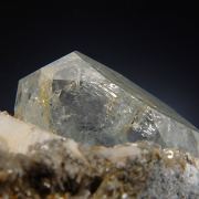 Beryl var. Aquamarine with Albite on Muscovite