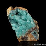 Quartz on Chrysocolla on Calcite