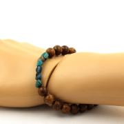 Chrysocolla from USA + wood Bracelet 8 mm Beads.