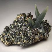 QUARTZ var. PRASE, HEMATITE var. IRON ROSE