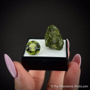 Forsterite var. Peridot (Rough 40.41 ct & Cut 8.35 ct)
