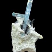 Beryl var. aquamarine, tourmaline