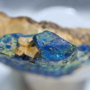 Chalcostibite with Azurite and Malachite
