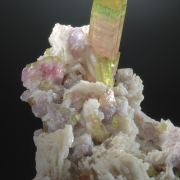 Elbaite on Lepidolite and Cleavelandite