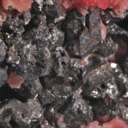 Rhodochrosite on Acanthite with Native Silver, Galena etc.