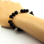 Topaz from Brazil + Lava Bracelet 8 mm Beads.