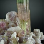 Elbaite on Lepidolite and Cleavelandite