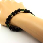 Diopside from Brazil + Lava Bracelet 8 mm Beads.