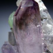 Amethyst with Prehnite, Calcite