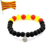 Matte black Onyx + Yellow Agate + Red Agate Bracelet 8 mm Beads.