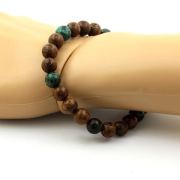 African turquoise + wood Bracelet 8 mm Beads.