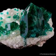 Dioptase on Calcite