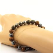 Pyrite from Spain + Hematite + wood 8 mm beads Bracelet.