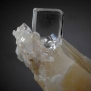 Fluorite - gem clear crystal on Calcite