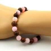 Wood + Pink Opal Bracelet 8 mm Beads.