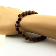 Red Tiger's Eye from Brazil + wood 8 mm beads Bracelet.